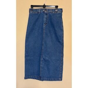 VTG Cherokee Brand Denim Midi Skirt Medium Wash Cotton Blend Size 8 Y2K Western